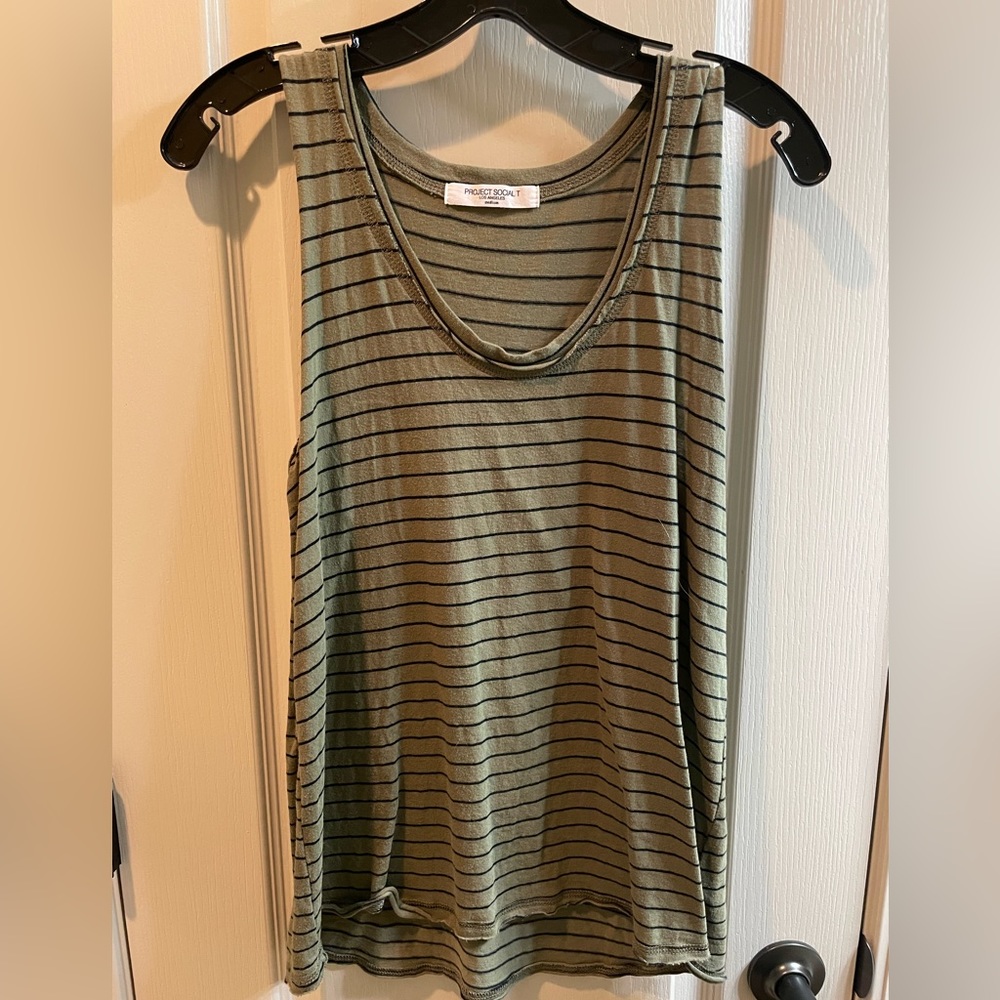 Cute green and black striped tank.